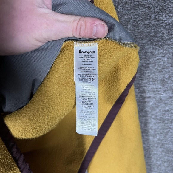 Cotopaxi Jacket Mens Large Yellow Hooded Fleece Full Zip Colorblock Hiking - Picture 6 of 10